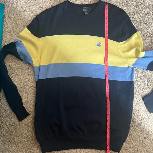 Brooks Brothers Striped Sweater - Navy, Yellow, Blue - M - Picture 4 of 7